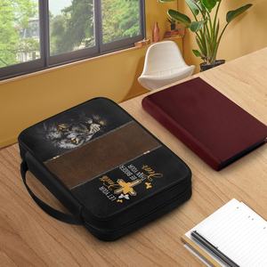 Borse firmate <span class=keywords><strong>di</strong></span> beni <span class=keywords><strong>di</strong></span> lusso detto biblico personalizzato-lascia che la tua fede sia più grande delle tue lacrime leone sulla croce stampa bibbia proteggere libro borsa in tessuto poliestere - Product Image 1