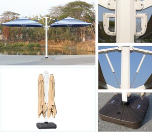 Sombrilla grande de aluminio para exteriores, dosel doble, dos cabezas, sombrilla para <span class=keywords><strong>Patio</strong></span>, playa, sombrilla doble fuerte, mercado - Product Image 6