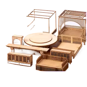 เฟอร์นิเจอร์ไม้สไตล์จีน 1:25, เตียง, ตู้เก็บของ, ตู้เสื้อผ้า, โต๊ะกลม, ไม้แขวนเสื้อ, โมเดลไม้จันทน์ - Product Image 1