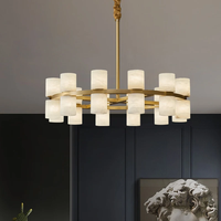 Lustre en albâtre de style nordique simple pour salon, salle à manger, hall d'hôtel, chambre à coucher, lampe suspendue circulaire pour chevet