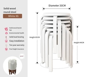 Sillas de Madera sin Respaldo Apilables para el Hogar, para Sala de Estar, Restaurante, Silla de Comedor de Madera Apilable, Silla de Madera Curvada - Product Image 6