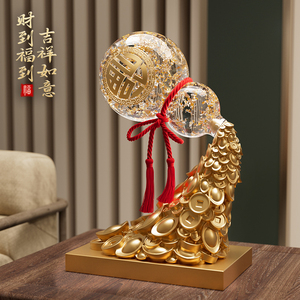 Crystal <b>Gold</b> Coin Gourd <b>Ornament</b> Prosperity Fortune Decor for Office Living Room Gift - Product Image 1