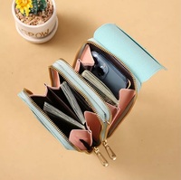 Tas selempang PU wanita, dompet kecil ritsleting, kartu foto kunci, layar sentuh kompatibilitas ponsel