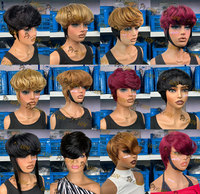 Promo Panas HD Chioma untuk Wig Rambut Asli Brasil Virgin dengan Poni Warna 1B Tanpa Lem untuk Wanita Kulit Hitam