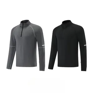 Halve Ritssluiting Opstaande Kraag Sneldrogende Herenfitness Hoge Elastische Golfkleding Outdoor Sport Met Lange Mouwen T-Shirt