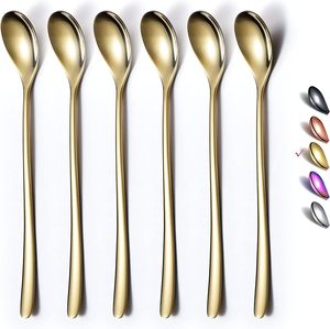 Cuillère à café en acier inoxydable doré/argenté, style coréen, tête ronde mate, mini, pour desserts et glaces, personnalisable - Product Image 1