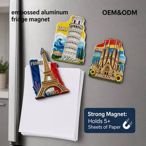 Aimant de réfrigérateur en aluminium 3D en relief, souvenirs de voyage <span class=keywords><strong>Paris</strong></span>, Pise, Barcelone, 2x3 pouces, pour la cuisine, le <span class=keywords><strong>bar</strong></span>, la décoration de la maison, le bureau, cadeau - Product Image 2