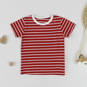 Katoenmix Zwart En Wit Gestreept Ronde Hals Peutert-Shirt Voor Jongens Met Korte Mouwen Voor Dagelijks Gebruik - Product Image 4