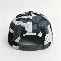 Casquette de camionneur personnalisée en camouflage perforé respirant, bleu gris, casquette de baseball à visière plate, chapeau de soleil pour l'extérieur