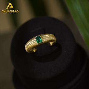 Anpassbarer natürlicher Smaragd 9 Karat 18 Karat 22 Karat Gold Ehering Versprechen Ring für Frauen Italienischer Ring Design - Product Image 3