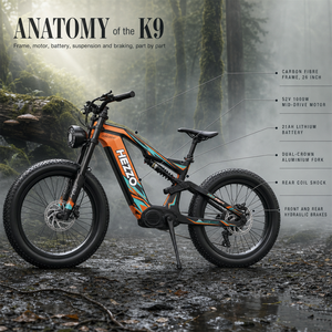 Bici Elettrica da Fuoristrada con Pneumatici Fat da <span class=keywords><strong>26</strong></span>" x 4.8, Motore Mid-Drive da 1000W 52V, Telaio in Carbonio, Doppia Sospensione, E-bike per Adulti per Tutti i Terreni - Product Image 1