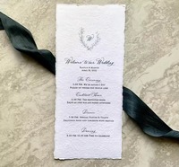 Carte de Menu de Mariage Personnalisée de Luxe en Papier Coton Fait Main à Bordure Frangée pour Réception de Dîner au Restaurant