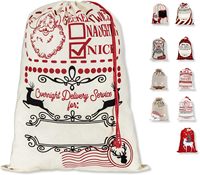 100% coton motif personnalisé sac de père noël grandes décorations de noël père noël cadeau sacs sac à cordon