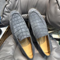 Nouveaux Mocassins de Mode en Cuir Nubuck Façon Croco pour Hommes, Chaussures de Ville Affaires Habillées, en Véritable Peau d'Alligator Italiennes