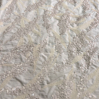 Tissu en coton léger brodé de perles et de paillettes pour robe, robe de soirée, manteau, vêtement de créateur, matière de confection de mode
