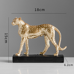 Sculpture Moderne Léopard Doré en Résine, Statuette Animale Panthère pour Décoration Salon, Bureau, Meuble TV - Product Image 2