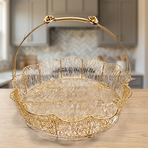 Panier de rangement rond en métal avec poignée, design classique pour l'organisation de la cuisine - Product Image 4