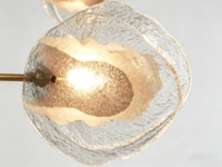 Plafonnier LED design nordique à intensité variable, 6 têtes, lustre en laiton avec verre craquelé ambré, éclairage pour villa, hall d'entrée, escalier, garantie 2 ans