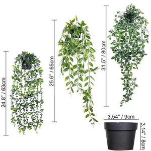 Plante artificielle suspendue en pot, feuilles d'eucalyptus, 24,8 25,6 31,5 pouces, décoration intérieure et extérieure - Product Image 1