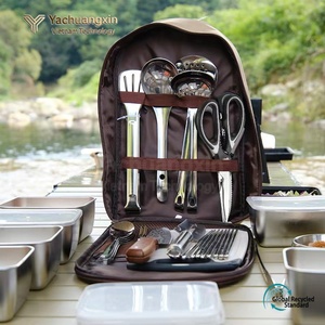 Stainless Steel <b>Kitchen</b> Set With Cutting Board Scissors Knife Spatula Spoon Peeler Tongs Carrying Bag For Outdoor Cooking - Product Image 2