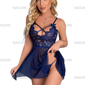 2024 nuova vendita calda femminile biancheria erotica da donna camicia da notte perizoma Set Sexy biancheria da notte in pizzo lingerie sexy per le donne - Product Image 5
