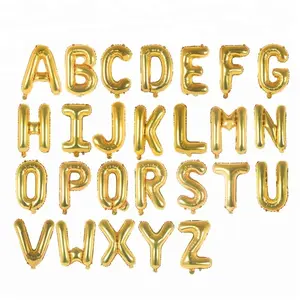 16インチアルミバルーンゴールドシルバーアルファベット文字A-Zとアラビア数字0-9フォイルバルーンクリスマス誕生日パーティーの装飾
