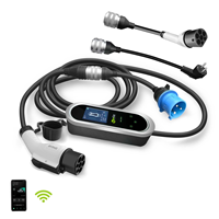 Application de recharge de véhicules électriques 7 kW avec plusieurs adaptateurs bleus CEE et Schuko Type 2 EVSE 6A-32A avec application mobile WiFi Chargeurs Zencar EPRO TUV CB