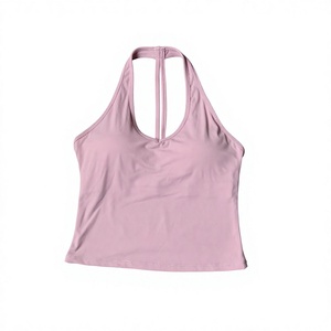 Sujetador deportivo sin costuras con cuello en V para mujer, soporte medio, transpirable, top de yoga de color liso con tirantes cruzados - Product Image 6