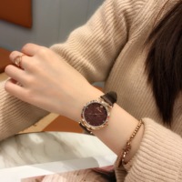Jam Tangan Wanita Scottie 9054 Elegan Model Bunga, Dial Bertekstur, Tali Kulit, Arloji Kasual Wanita, Grosir Pabrik