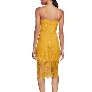 Venta al por mayor nuevo moda <span class=keywords><strong>amarillo</strong></span> elegante sin mangas sexy bodycon vestidos de encaje - Product Image 4