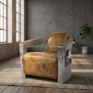 Leather Arm Chair Traditional Pilot Chair Ergonomic Design Durable Eco-Friendly Sturdy Build Elegant Style Perfect Bedroom - Product Image 3