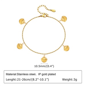 Popular Women Jewelry Anklet Tarnish Free Waterproof Gold Plated Stainless Steel <b>Shell</b> Charms Anklet - Product Image 5