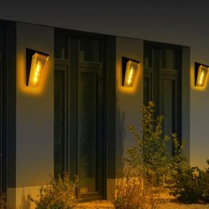 वाटरप्रूफ सौर लैंप सजावट बालकनी की बाड़ सीढ़ी स्ट्रीट लाइटें दीवार लैंप रंगीन लौ सौर उद्यान रोशनी आउटडोर - Product Image 5