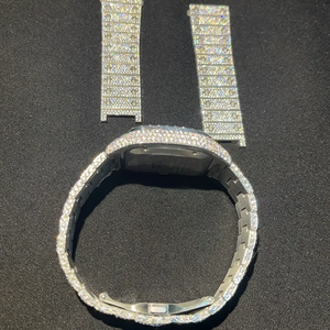Montre mécanique de luxe pour homme, édition limitée, avec cadran rectangulaire en moissanite, testeur de diamants, lunette en acier inoxydable glacé, style rappeur - Product Image 4