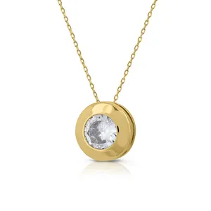 9K Solid Gold Fashion Ketting (Beschikbaar 10k-14k-18k) ronde Cz Vrouwen Kinderen Kids Oor Clip Schroef Terug Gemaakt In Spanje