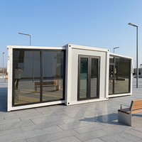 Casa Contenedor Expandible de Doble Ala, Moderna, Prefabricada, Pequeña, con Cristal Panorámico, Oficina Portátil, Proveedor de Fábrica