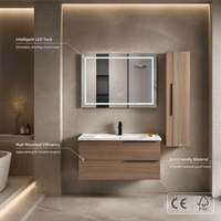 Kabinet Kamar Mandi Keramik Modern Berkualitas dengan Cermin LED Terpasang di Dinding dan Meja Rias Kustom