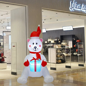 Ours polaire gonflable de Noël imperméable de 4 pieds avec boîte-cadeau LED - Décoration de vacances en plein air pour la cour, le jardin, le centre commercial et le magasin - Product Image 4