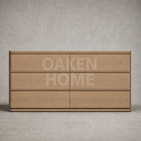 Commode de rangement OAKEN pour chambre à coucher, personnalisable, en chêne poli à la main, grande capacité, 6 tiroirs, meuble de maison de luxe