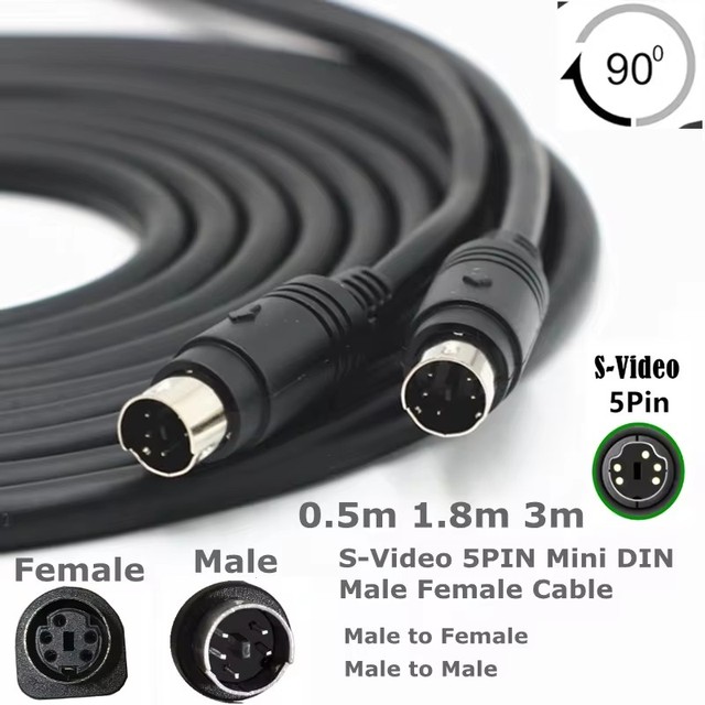 Experience Superiorsly Auditory and Video Transmission With the S-Video 5pin Mini DIN 5P Male to Male Female Cable