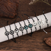 Bracelet de couple romantique Soleil et Lune, luminescent, avec pierre précieuse du temps, cordon en terylène réglable, bijou pour anniversaire