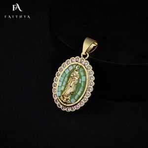 FP1128 горячая Распродажа кулон религиозной Девы Марии 18k позолоченный бриллиант розовый обруч кулон ожерелье - Product Image 2