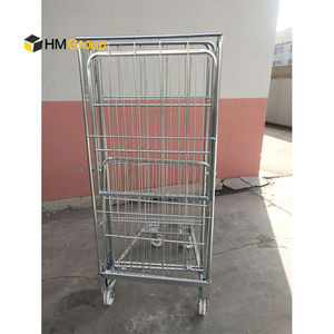 4-साइड गोदाम लॉजिस्टिक ढलने वाले जस्ता स्टील जाल धातु नेस्टिंग रोल ट्रॉली - Product Image 1