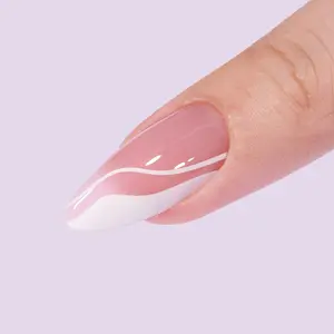Private Label 30pcs Long Swirl Nails Press On Custom French Pink Almond Stiletto Gel Press On Nails unghie acriliche all'ingrosso