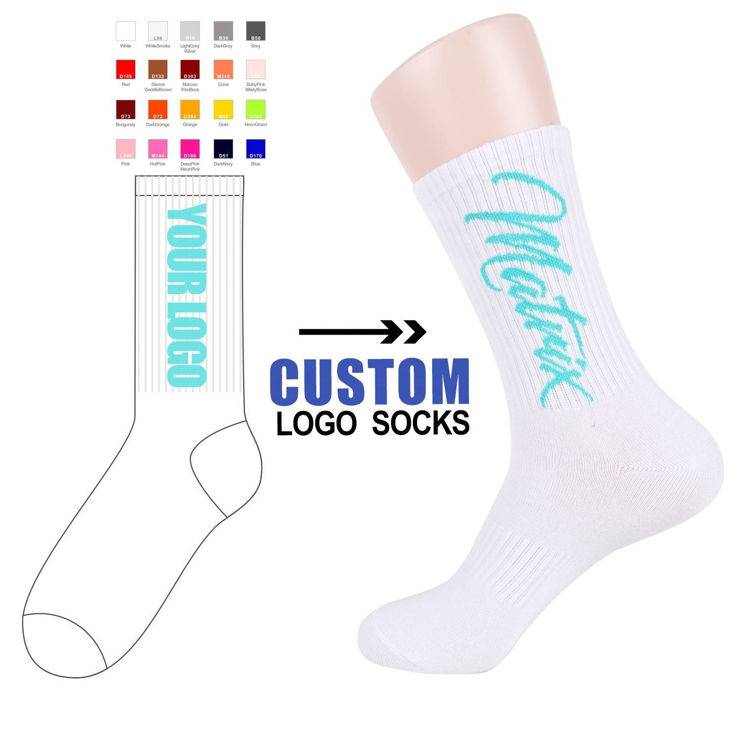 Made Your Own Logo Socks Custom Design Colorful Pattern Sock Custom Logo Sox Customized Cotton Men Sock