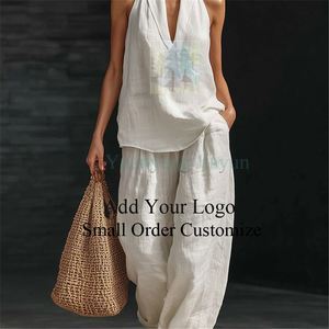 Conjunto de Blazer para Mujer, Chaleco sin Mangas con Cuello en V, Traje Informal de Lino de 2 Piezas, Conjunto de Chaleco y Pantalones, Ropa de Mujer - Product Image 2