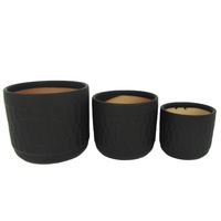Keramik Bulat Gaya Set 3 Pot Bunga Vas Bulat Pot Tanaman Bunga Grosir Vas Ornamen