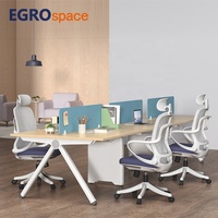 EGROspace Mobilier Professionnel Poste de Travail Modulaire pour Coworking avec Cloison de Séparation et Bancs Combinés