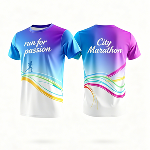 Maglietta da Corsa con Sfumatura Blu-<span class=keywords><strong>Viola</strong></span> per Sublimazione, con Motivo Personalizzato per Organizzazione Eventi Maratona Urbana - Product Image 1