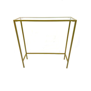 Mesa de consola estrecha dorada moderna, mesa auxiliar pequeña de vidrio templado para comedor, entrada, sala de estar, pasillo o dormitorio - Product Image 1